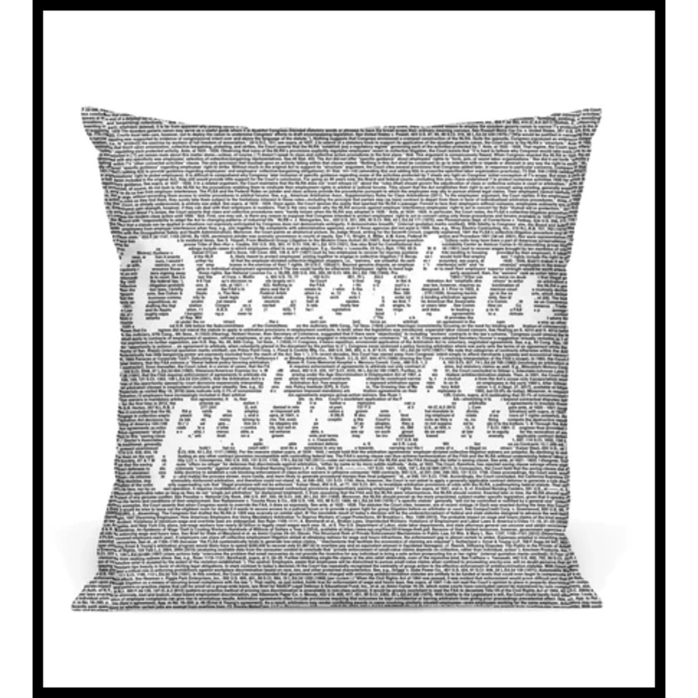 Litographs Dissent Is Patriotic Accent Book Pillow Ruth Bader Ginsberg RBG Black